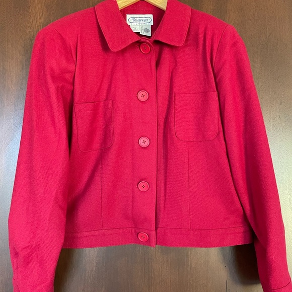 Bridgewater Classics Cranberry Red 100% Wool Bomber Jacket Coat Lightweight - Picture 13 of 15